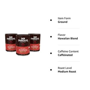 Don Francisco's Hawaiian Blend Ground Coffee (3 x 12 oz Cans)