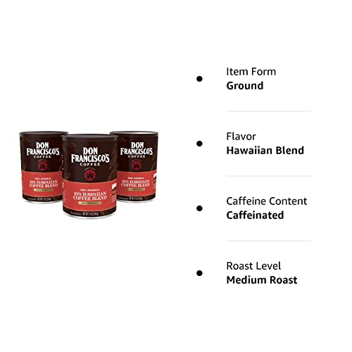Don Francisco's Hawaiian Blend Ground Coffee (3 x 12 oz Cans)