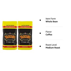 Yaucono Whole Bean Coffee, Arabica Medium Roast, Bagged, 2 Pound (Pack of 2)