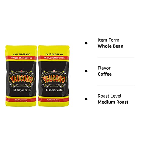 Yaucono Whole Bean Coffee, Arabica Medium Roast, Bagged, 2 Pound (Pack of 2)