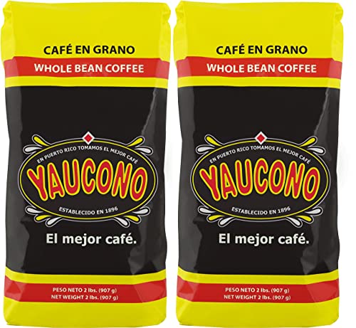 Yaucono Whole Bean Coffee, Arabica Medium Roast, Bagged, 2 Pound (Pack of 2)