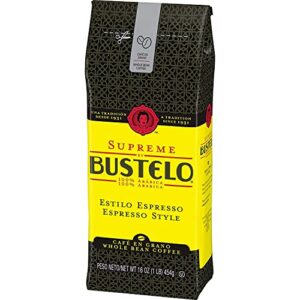 Supreme by Bustelo Whole Bean Espresso Coffee, 16-Ounce Bag (1 Pound)