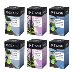 stash tea 6 flavor the earls earl grey tea assortment, 6 boxes of 18 20 tea bags each