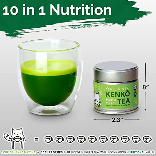 KENKO Matcha Green Tea Powder [USDA Organic] Highest Ceremonial Grade, Authentic Japanese, Premium 1st Harvest, 1 oz (30 servings)