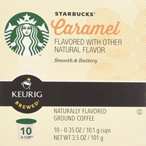 Starbucks Flavored Coffee K-Cup Pods, Caramel Flavored Coffee, Made without Artificial Flavors, Keurig Genuine K-Cup Pods, 10 CT K-Cups/Box (Pack of 1 Box)