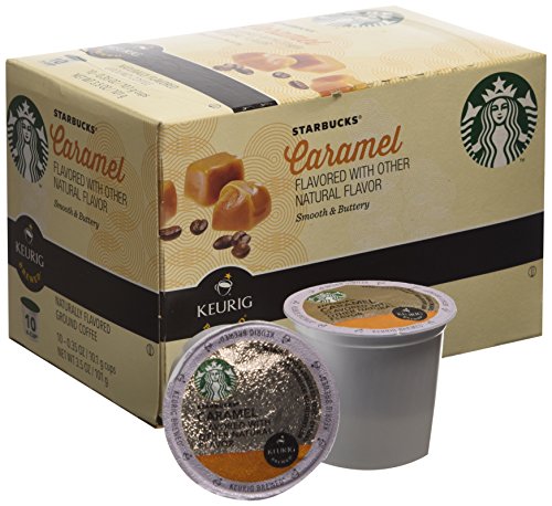 Starbucks Flavored Coffee K-Cup Pods, Caramel Flavored Coffee, Made without Artificial Flavors, Keurig Genuine K-Cup Pods, 10 CT K-Cups/Box (Pack of 1 Box)