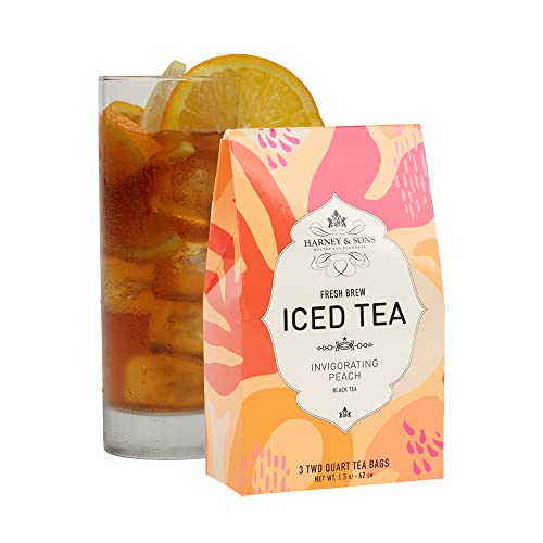 Harney & Sons Fresh Brew Peach Iced Tea, 3 count box, Makes 6 Quarts of Iced Tea