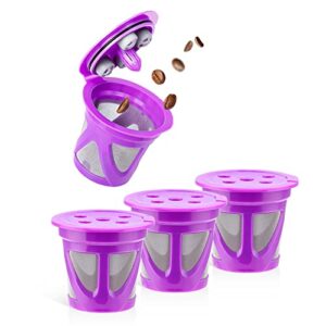 velocvil 4 reusable k cups for keurig k supreme and k supreme plus coffee makers, refillable single cup coffee filters for keurig k supreme plus coffee brewer, purple