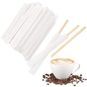 perfect stix 5.5 inch 1000ct paper wrapped coffee stirrers, individually wrapped coffee stirrers, wrapped stir sticks disposable wood coffee sticks