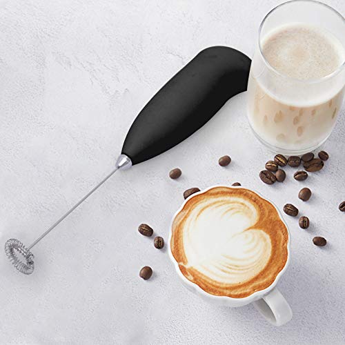 SONWELL Coffee Milk Frother Handheld BLACK, Drink Coffee Mixer with Stainless Steel Stand, Battery Operated Electric Foam Maker, Milk Foamer for Lattes,Frappe, Matcha, Hot Chocolate BLACK