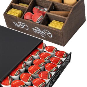 CODOGOY Coffee Bar Accessory Coffee Station Organizer, 2 in 1 Coffee Pod Drawer & Tea Bag Holder