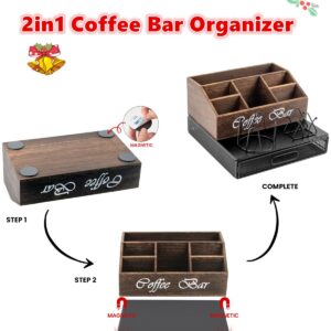 CODOGOY Coffee Bar Accessory Coffee Station Organizer, 2 in 1 Coffee Pod Drawer & Tea Bag Holder