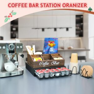 CODOGOY Coffee Bar Accessory Coffee Station Organizer, 2 in 1 Coffee Pod Drawer & Tea Bag Holder