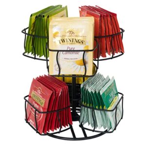 nhz tea bag storage and organizer, tea bag holder black powder coated stainless steel for tea and coffee box. organize 60 tea bags- tea holder for tea bags 6 compartments with 10 bags in each.
