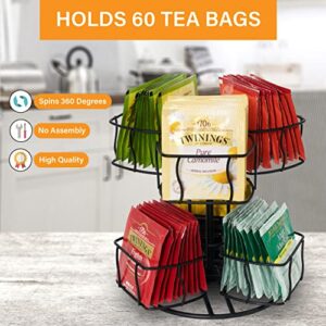 NHZ Tea Bag Storage and Organizer, Tea Bag Holder Black Powder Coated Stainless Steel for Tea and Coffee Box. Organize 60 Tea Bags- Tea Holder for Tea Bags 6 Compartments with 10 Bags in Each.
