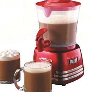 Nostalgia Retro Frother and Hot Chocolate Maker and Dispenser, 32 Oz, for Coffees, Lattes, Cappuccinos, Red