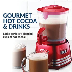 Nostalgia Retro Frother and Hot Chocolate Maker and Dispenser, 32 Oz, for Coffees, Lattes, Cappuccinos, Red