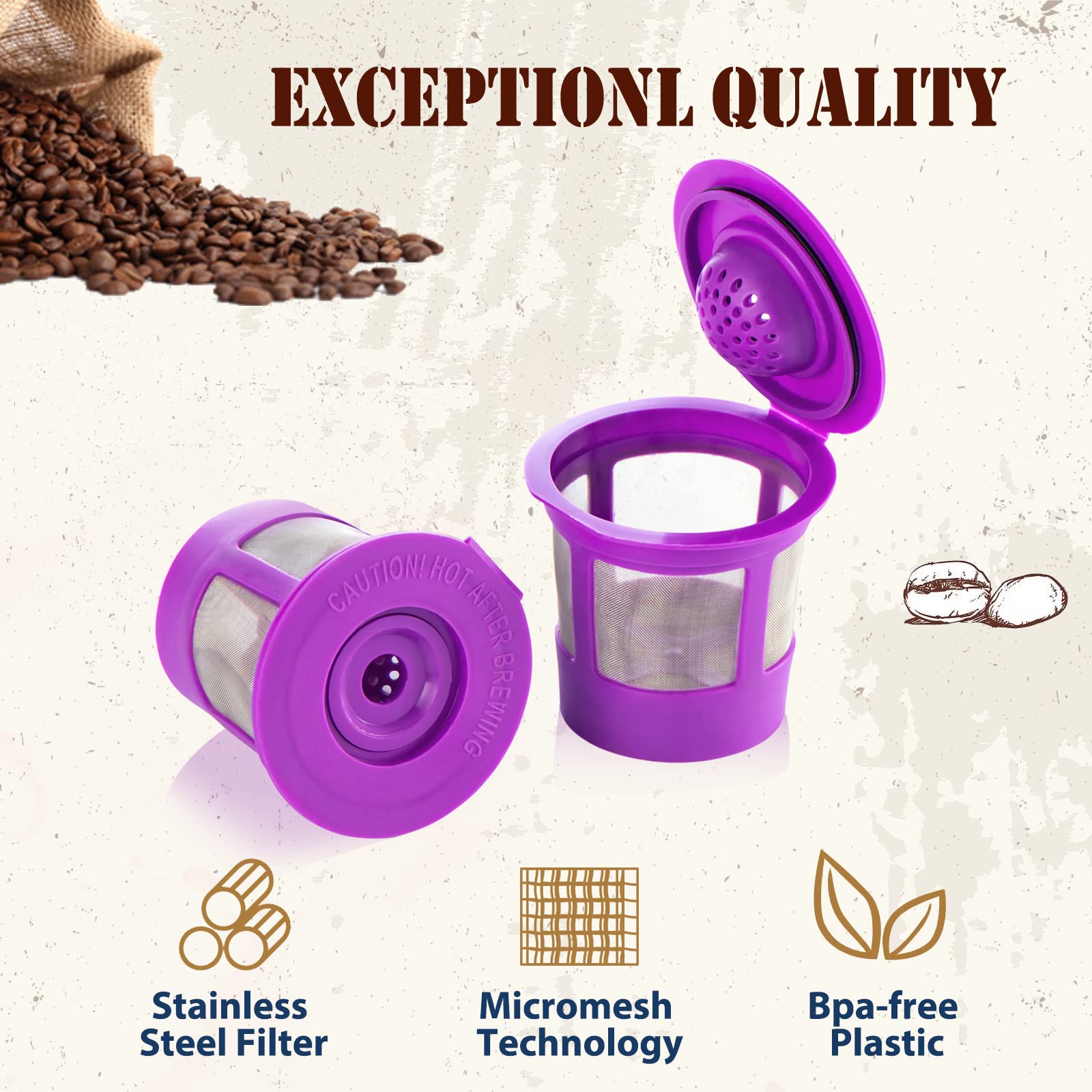 Reusable K Cups for Keurig 1.0 & 2.0 Brewers, Stainless Steel Refillable Mesh Filter, Eco-Friendly Coffee Pods (Pack of 4)