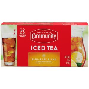 community coffee porch breeze signature iced tea bags, family size, box of 24 bags (pack of 6)