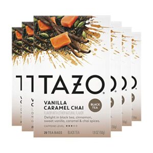 tazo chai, vanilla, caramel tea bags, 20 count (pack of 6)