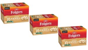 folgers, gourmet selections, k-cup single serve coffee, 12 count, 3.38oz box(pack of 3) (vanilla biscotti)