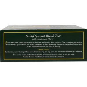 Sadaf Cardamom Tea Bags - Special Blend Cardamom Ceylon Black Tea - Quicktea Product harvested in Sri Lanka - 50 individually foiled teabags (Pack of 1)