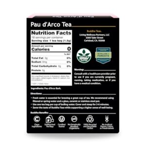 Buddha Teas Pau d'Arco Tea - OU Kosher, 18 Bleach-Free Tea Bags