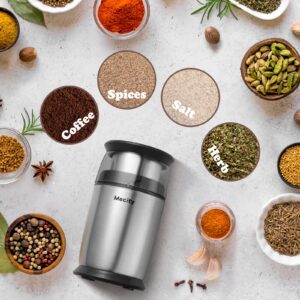Mecity Electric Coffee Grinder Fast Grinder with 6 Stainless Steel Blades for Beans, Condiment, Pepper and Salt, Espresso Ground Coffee Grinder, Removable Bowl, Easy to Clean, 200W