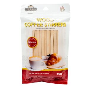 fill 'n brew wood coffee stirrers: 150 count in resealable package