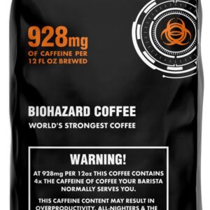 Biohazard Ground Coffee, The World's Strongest Coffee 928 mg Caffeine (16 oz)
