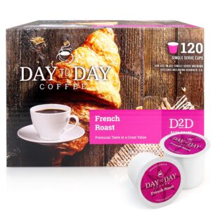 day to day 120-count french roast, dark roast single serve coffee pods for k cups keurig brewers (french roast, 120 count (pack of 1))