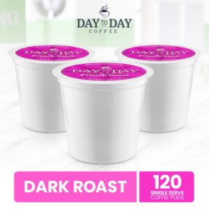 Day To Day 120-Count French Roast, Dark Roast Single Serve Coffee Pods for K Cups Keurig Brewers (French Roast, 120 Count (Pack of 1))