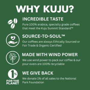 Kuju Coffee Premium Pour Over Camping Coffee Singles - 6 Pack Basecamp Blend, Medium Roast - Superior Instant Pocket Coffee for Backpacking, Travel, and Camp