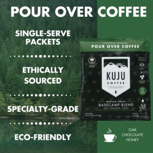 Kuju Coffee Premium Pour Over Camping Coffee Singles - 6 Pack Basecamp Blend, Medium Roast - Superior Instant Pocket Coffee for Backpacking, Travel, and Camp