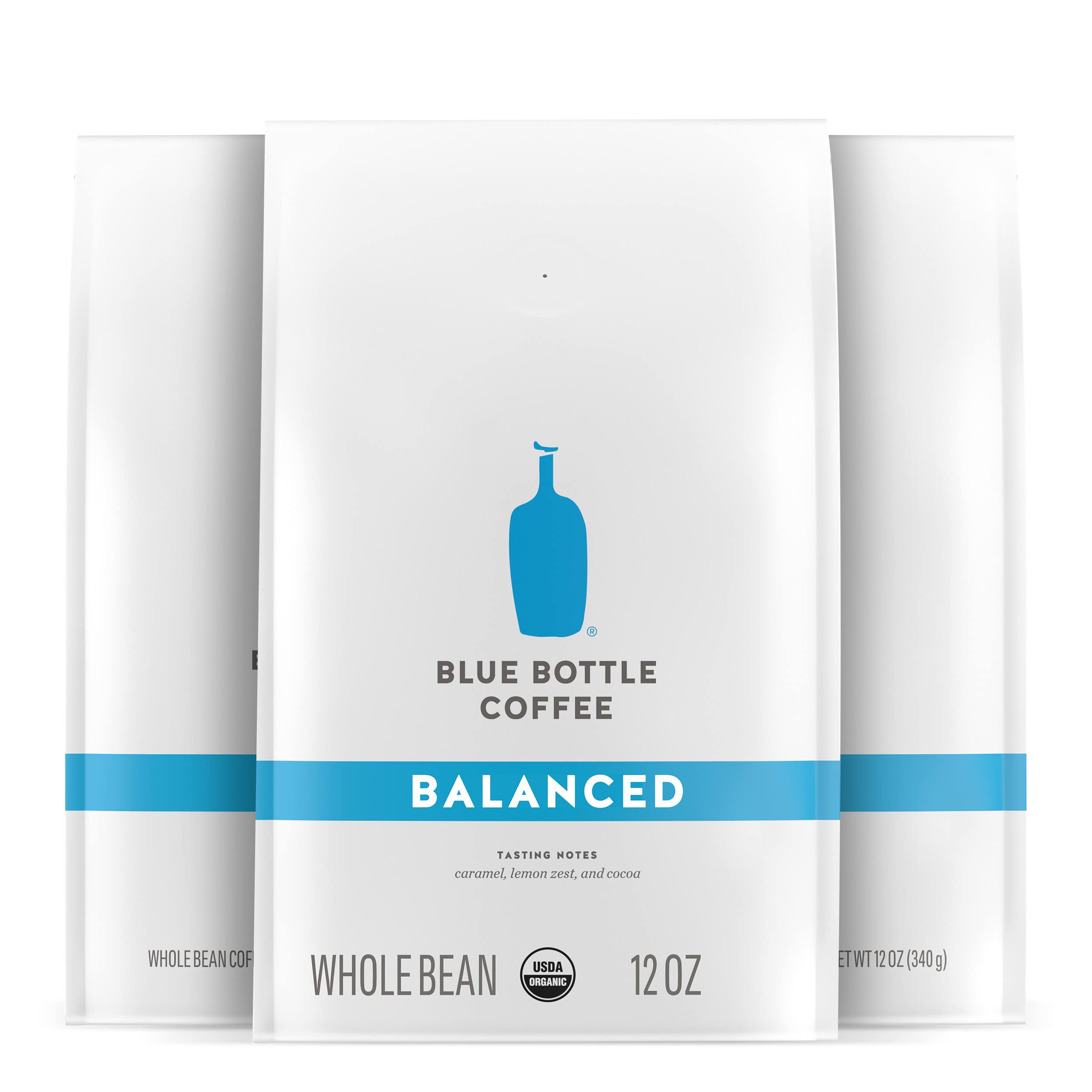 Blue Bottle Whole Bean Organic Coffee, Balanced, Medium Roast, 12 Ounce bag (Pack of 3)