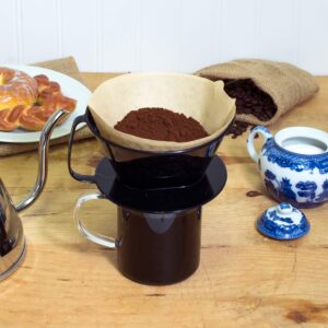 Fino Pour-Over Coffee Brewing Filter Cone, Number 4-Size, Black, Brews 8 to 12-Cups