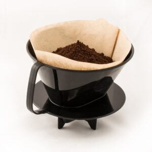 Fino Pour-Over Coffee Brewing Filter Cone, Number 4-Size, Black, Brews 8 to 12-Cups