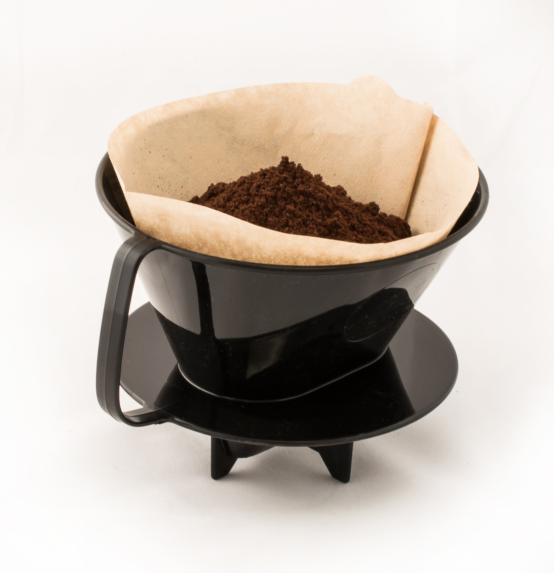 Fino Pour-Over Coffee Brewing Filter Cone, Number 4-Size, Black, Brews 8 to 12-Cups