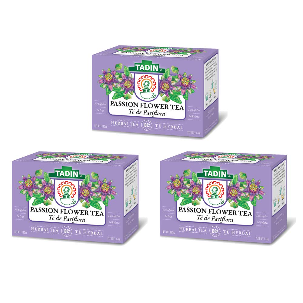 3 PACK Tadin Tea, Pasiflora - Passion Flower Tea, 72 Tea Bags - Relax Mind Muscle Pasiflora