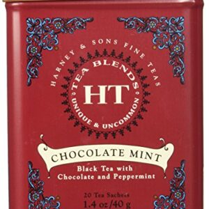 Harney and Sons Chocolate Mint, Flavored Black Tea - 20 Sachets per Tin