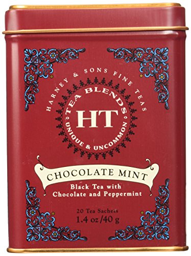 Harney and Sons Chocolate Mint, Flavored Black Tea - 20 Sachets per Tin