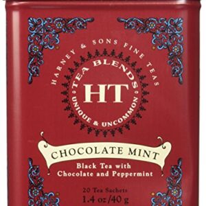 Harney and Sons Chocolate Mint, Flavored Black Tea - 20 Sachets per Tin