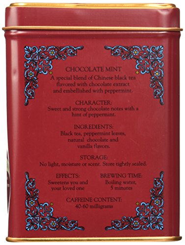 Harney and Sons Chocolate Mint, Flavored Black Tea - 20 Sachets per Tin