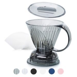 clever coffee dripper and filters, large 18 oz (cloud)| barista's choice| safe bpa free plastic|includes 100 filters