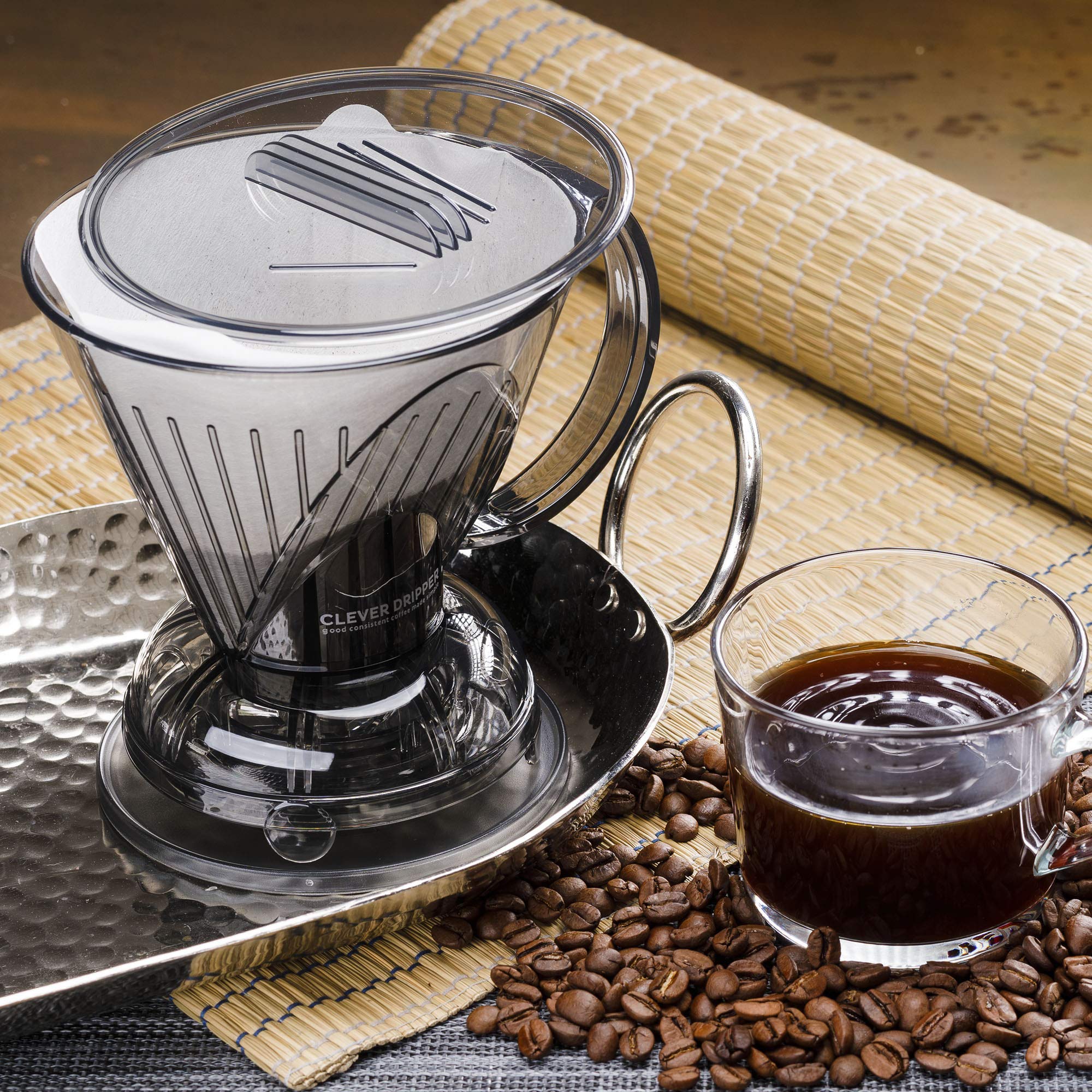 Clever Coffee Dripper and Filters, Large 18 oz (Cloud)| Barista's Choice| Safe BPA Free Plastic|Includes 100 Filters