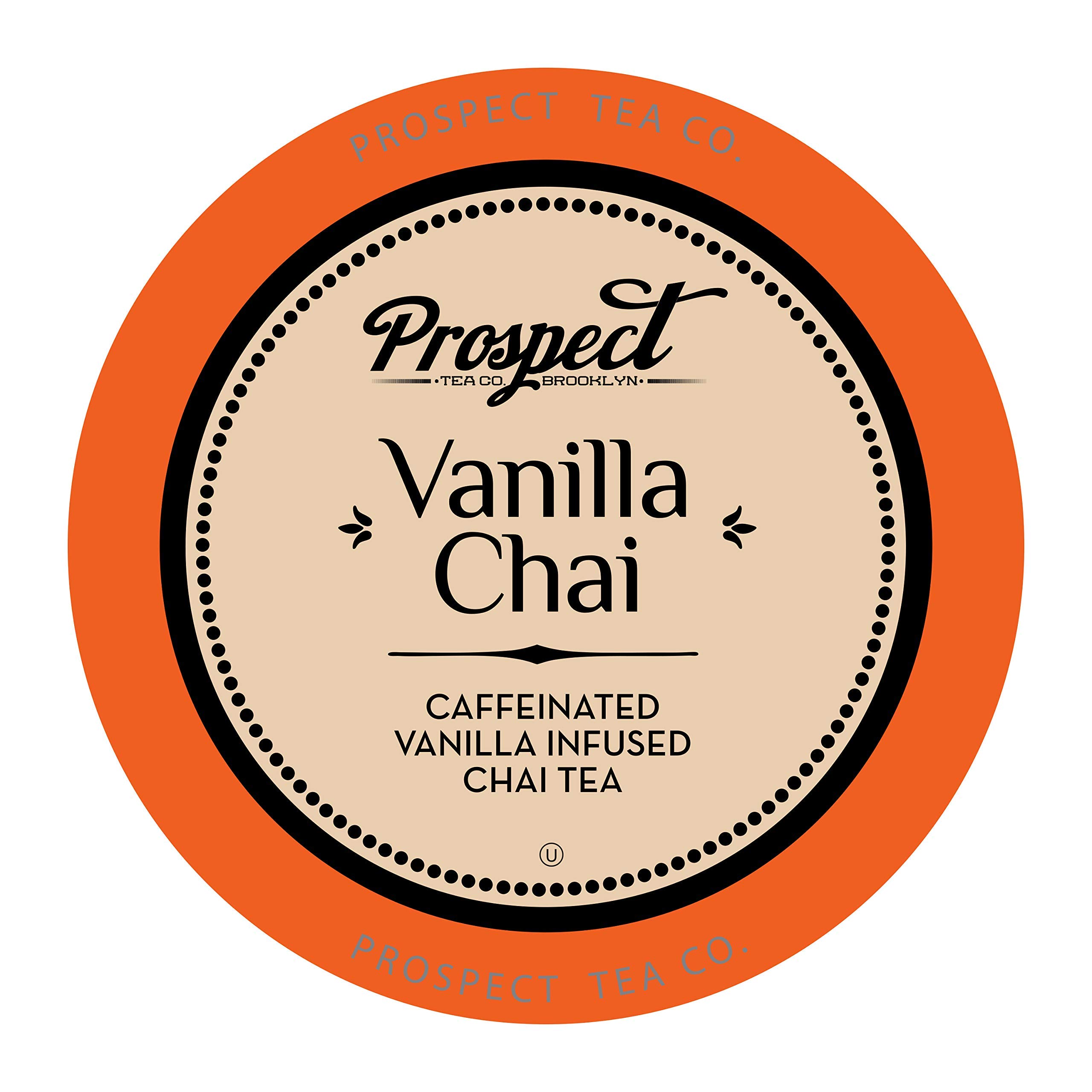 Prospect Tea Co. Caffeinated Vanilla Chai Tea Pods Compatible with K Cup Brewers Including 2.0, 40 Count