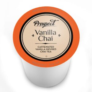 Prospect Tea Co. Caffeinated Vanilla Chai Tea Pods Compatible with K Cup Brewers Including 2.0, 40 Count