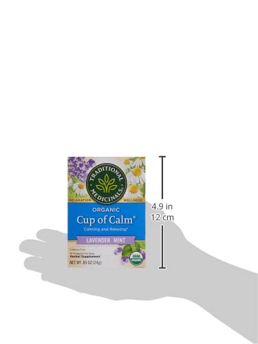 Traditional Medicinals Organic Cup of Calm Lavender Mint Herbal Tea, Calming & Relaxing, (Pack of 1) - 16 Tea Bags