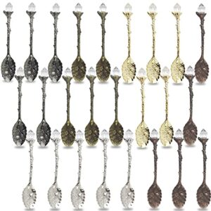 nsbell 25pcs retro spoon crystal alloy spoon vintage carved coffee spoon coffee spoon decorative dessert spoons for cafe tableware