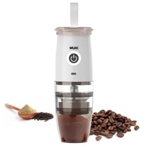 mulli update portable burr coffee grinder,electric/manual 2-in-1 cafe grind, adjustable burr mill with 5 precise grind setting for drip/espresso/pourover and more